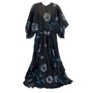 Lilli Diamond Black Blue Vintage Floral Maxi Dress | Size 10